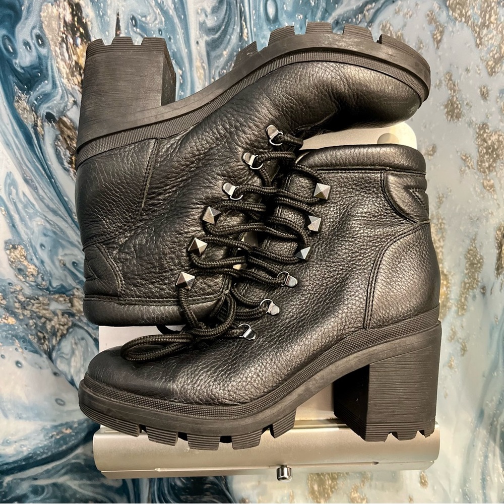 Women’s Marc Fisher LTD Kini Block Heel Hiker Leather Booties Size 7.5